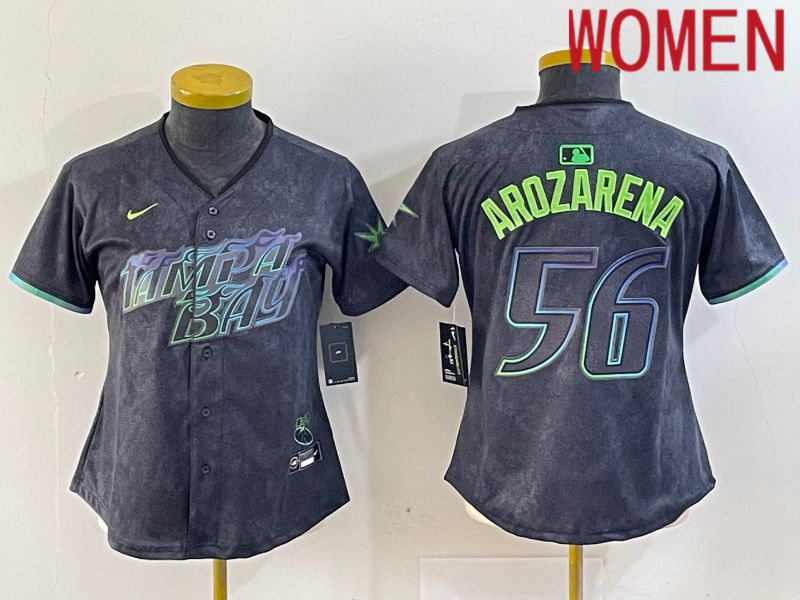 Women Tampa Bay Rays #56 Randy Arozarena Nike MLB Limited City Connect Black 2024 Jersey style 1->tampa bay rays->MLB Jersey